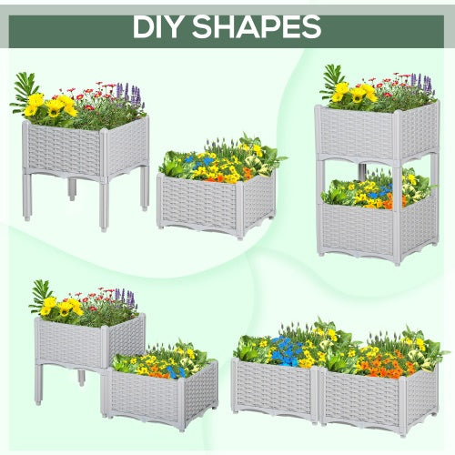 Outsunny 2 Piece Raised Garden Bed With Legs, Self-Watering Planter Box Raised Bed To Grow Flowers, Herbs Vegetables, Gray - Outdoor Chilling