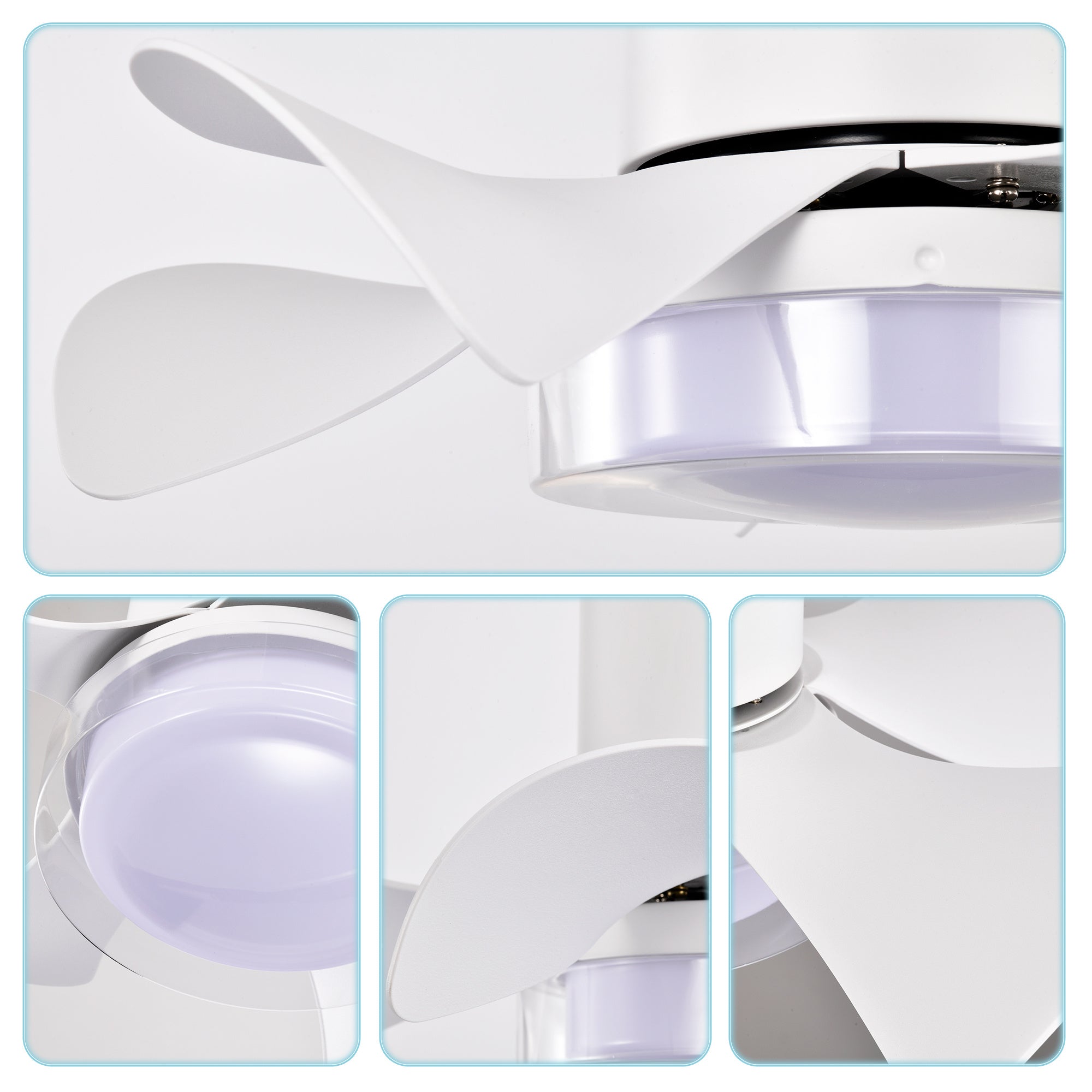 21 Inch Ceiling Fan With 3 Color Temperatures Light And Remote Control DC Motor Powerful And Low Noise Small Space Ceiling Fan For Kitchen Bedroom Dining Room Toilet Patio Matte White - Outdoor Chilling