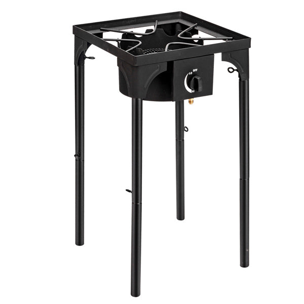 Outdoor Camp Stove High Pressure Propane Gas Cooker Portable Cast Iron Patio Cooking Burner Single Burner 75000-BTU - Outdoor Chilling