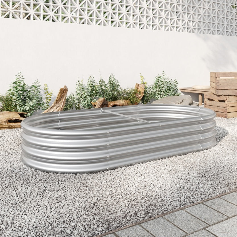 Oval Large Metal Raised Garden Bed For Plants, Vegetables, Flowers - Outdoor Chilling