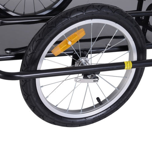 Aosom Bike Cargo Trailer, Bicycle Trailer, Heavy-Duty Bike Wagon Cart, Foldable Compact Storage, With Universal Hitch, 16 Wheels, 88 Lbs. Capacity, Black - Outdoor Chilling