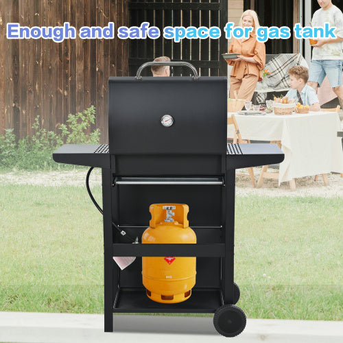 Propane Gas Grill 3 Burner Barbecue Grill, Stainless Steel 26,000 BTU Patio Garden Barbecue Grill With Two Shelves, Lid, Wheels And Bottle Opener - Outdoor Chilling