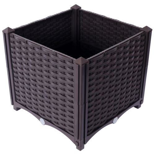 Deep Raised Garden Bed Plastic Planter Boxes For Vegetables Flowers Herbs And Succulents, Self-Watering Planter Box Raised Bed To Grow Flowers, Herbs & Vegetables, 15.7 L X 15.7 D X 14.7 H