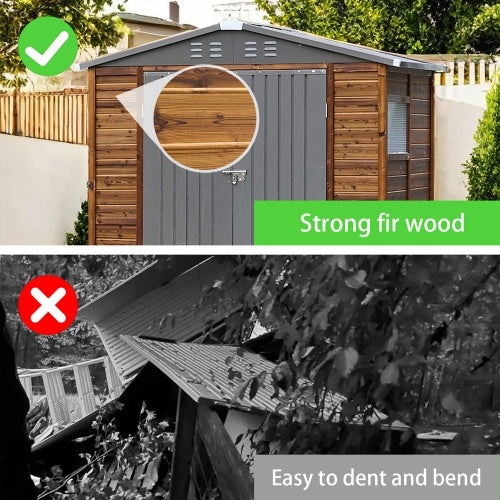 4x6FT Iron-Wood Combination Tool Shed A Perfect Blend Of Nature And Functionality - Outdoor Chilling