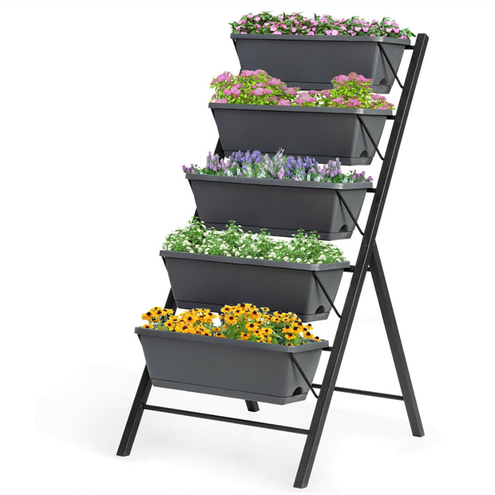 5-Tier Raised Garden Bed With Water Drainage For Flowers Vegetables - Outdoor Chilling
