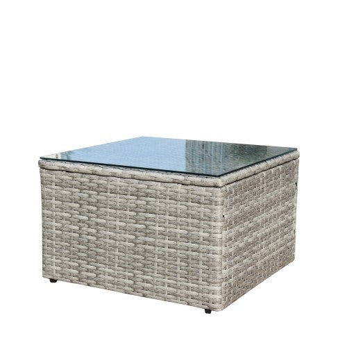 4 Piece Patio Sectional Wicker Rattan Outdoor Furniture Sofa Set With Storage Box Grey - Outdoor Chilling