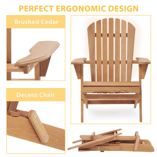 Wooden Outdoor Folding Beach Chair Two-piece Set - Outdoor Chilling