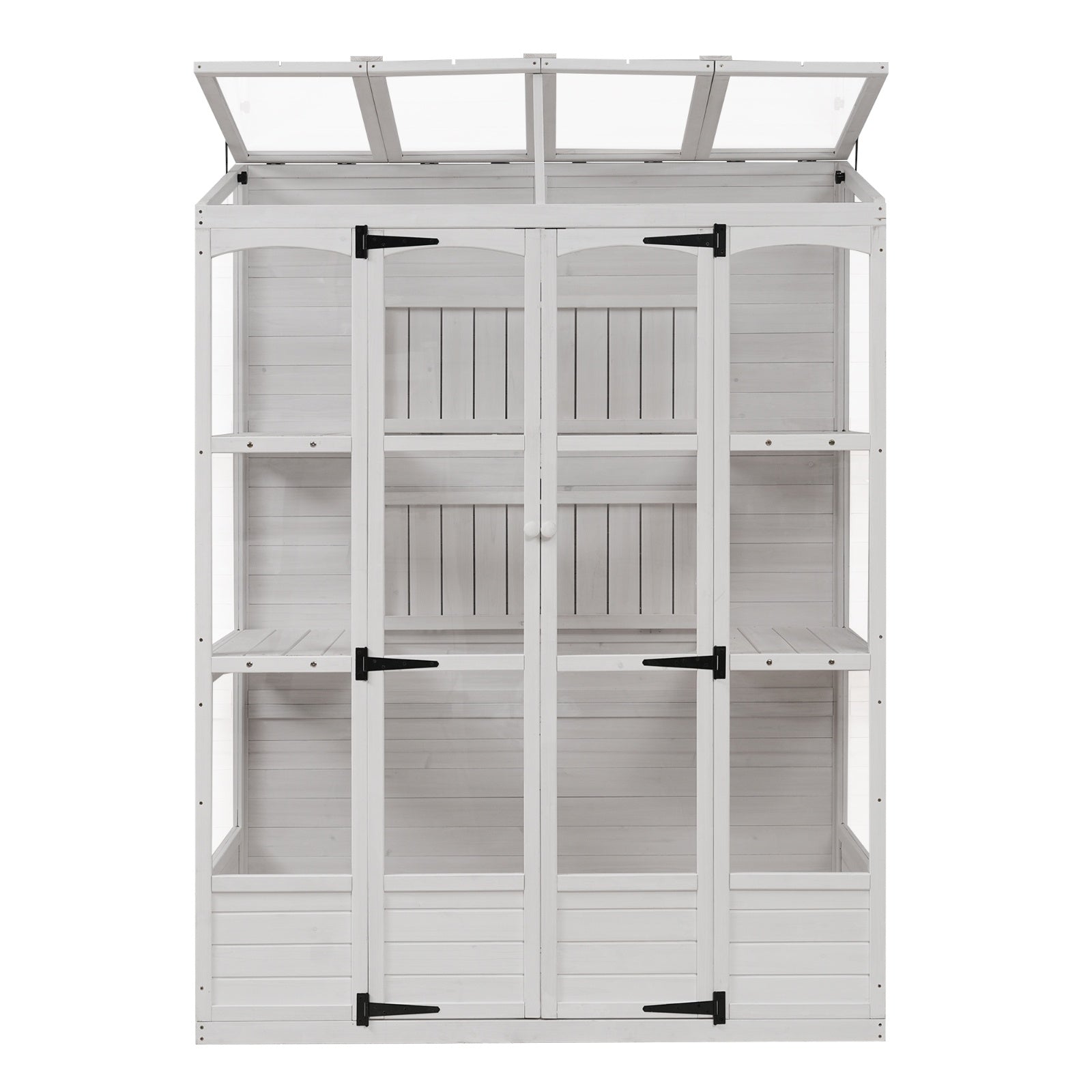 TOPMAX 78-inch Wooden Greenhouse Cold Frame With 4 Independent Skylights And 2 Folding Middle Shelve - Outdoor Chilling