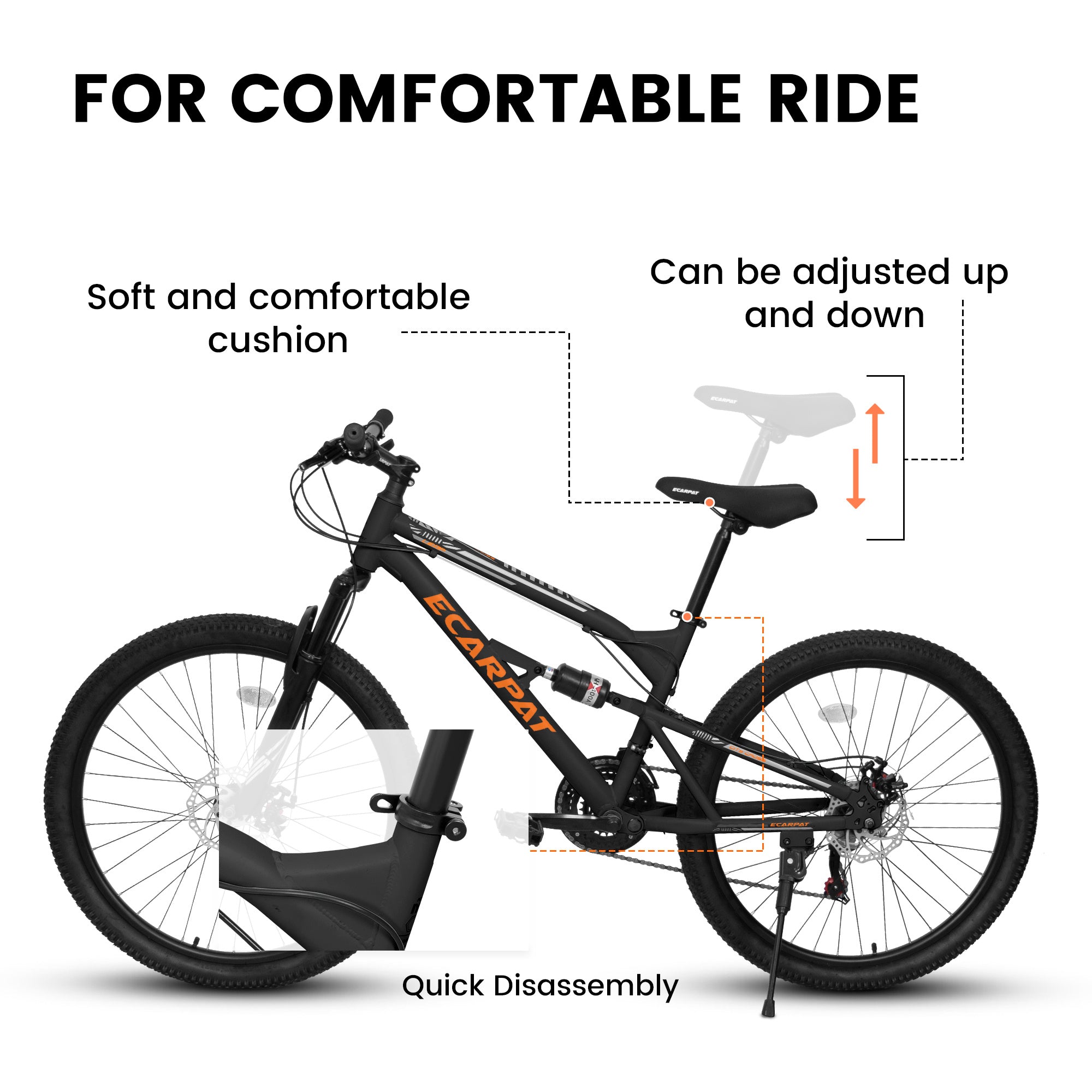 A26207 26 Inch Steel Frame Shock Fork Plus Shock Absorber 21-speed Unisex Mountain Bike - Outdoor Chilling
