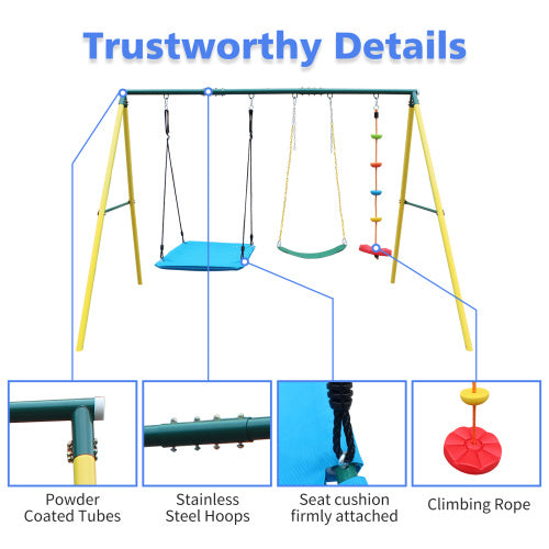 Indoor Outdoor Metal Swing Set With Safety Belt For - Outdoor Chilling