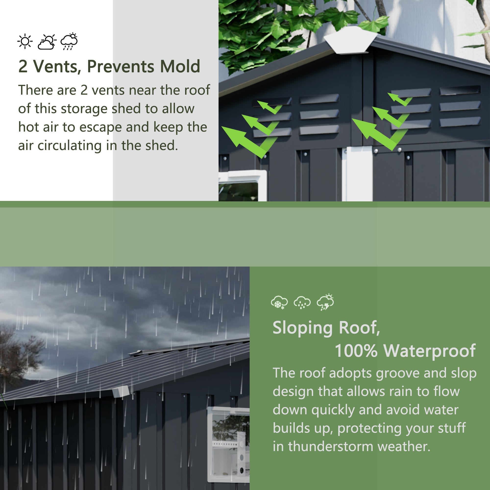 6FT X 4FT Outdoor Garden Shed - Durable, Weather-Resistant Storage With Lockable Hinged Doors And Sloping Roof - Outdoor Chilling