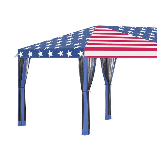 Outsunny 10 X 20 Up Canopy Tent With Netting, Heavy Duty Instant Sun Shelter, Large Tents For Parties With Carry Bag For Outdoor, Garden, Patio, American Flag - Outdoor Chilling