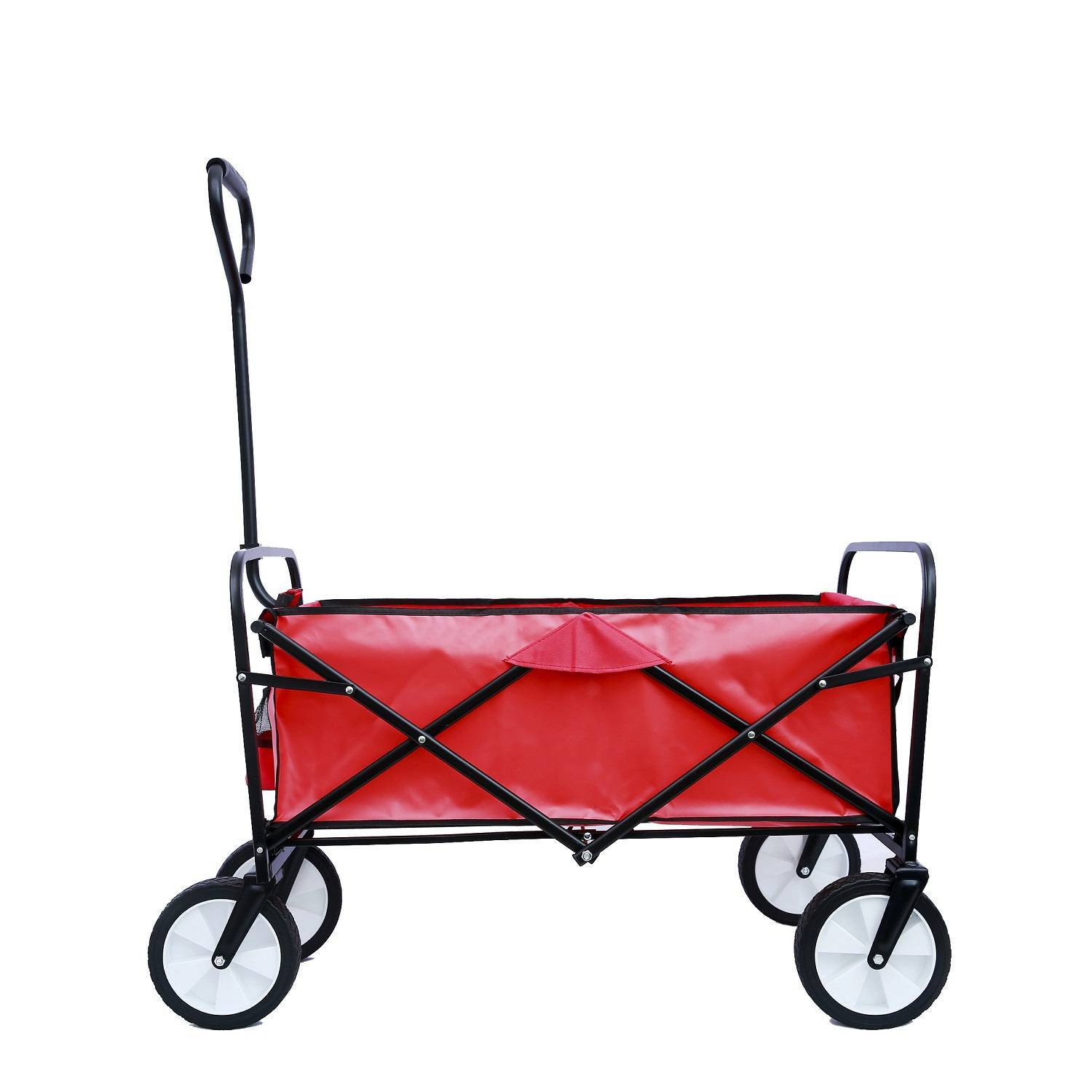 Folding Wagon Garden Shopping Beach Cart Red - Outdoor Chilling