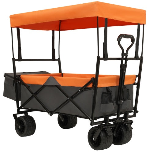 480Lbs Collapsible Wagon With Canopy,Wagon Stroller With 7 All-Terrain Wheels, Lightweight Foldable Wagon, Large Capacity For Camping, Shopping, Sports, And Garden Use,purple With Mosquito Net - Outdoor Chilling
