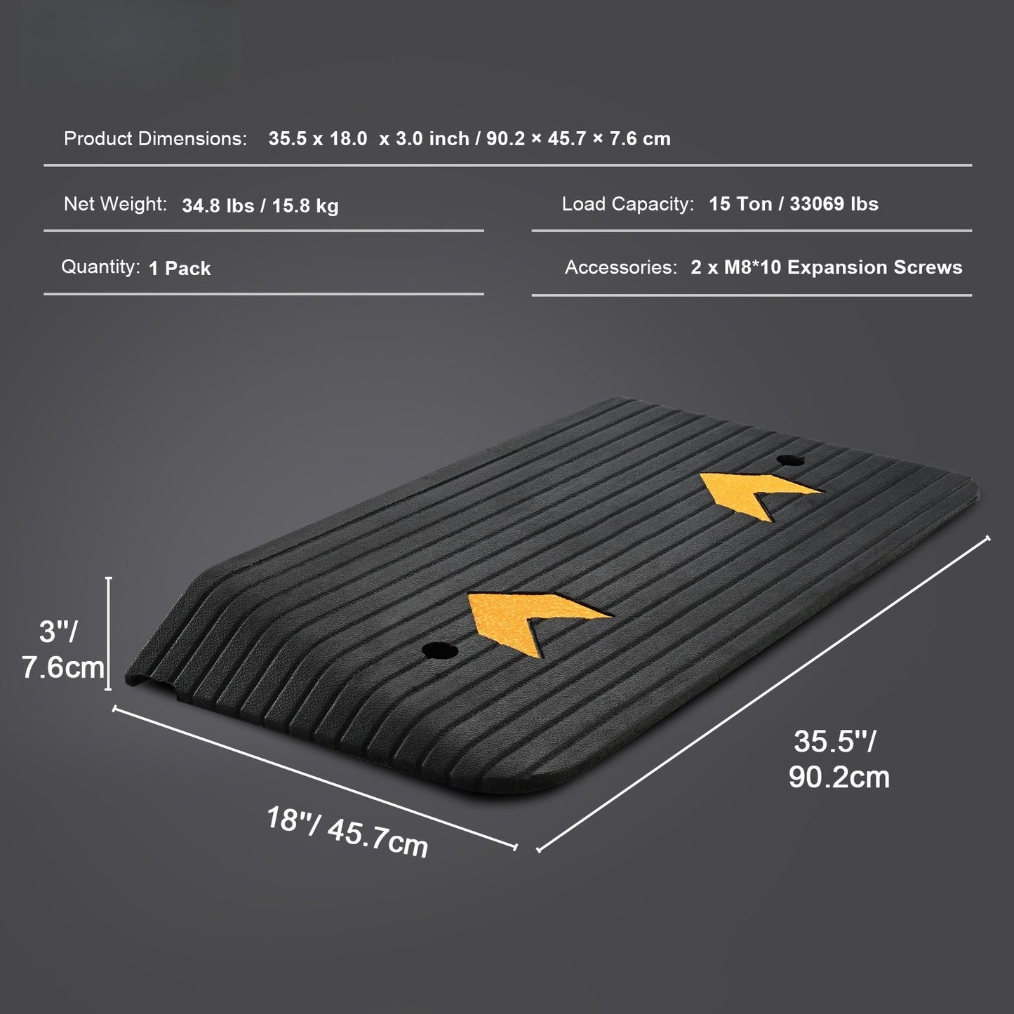 Upgraded 3inch Natural Rubber Threshold Ramp - Heavyduty Anti Slip Design With Single Drain Sink Supports Up To 33000 Pounds, Not Available On Weekends, Banned From Amazon