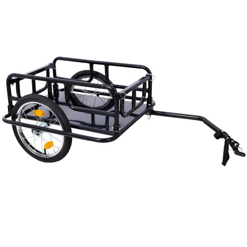 Foldable Bike Cargo Trailer With Universal Bike Hitch, Bicycle Wagon Trailer With 16 Wheels Reflectors, Large Loading Bike Trailer Storage Cart - Outdoor Chilling