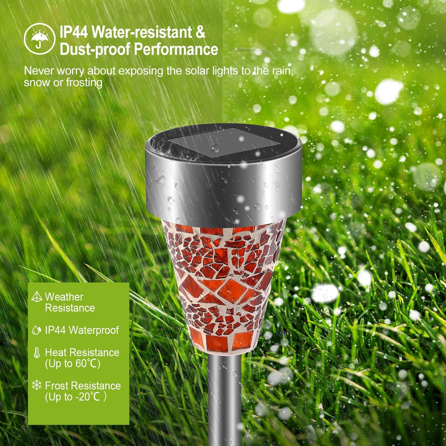 6Packs Mosaic Solar Pathway Lights IP44 Waterproof For Yard Driveway Walkway