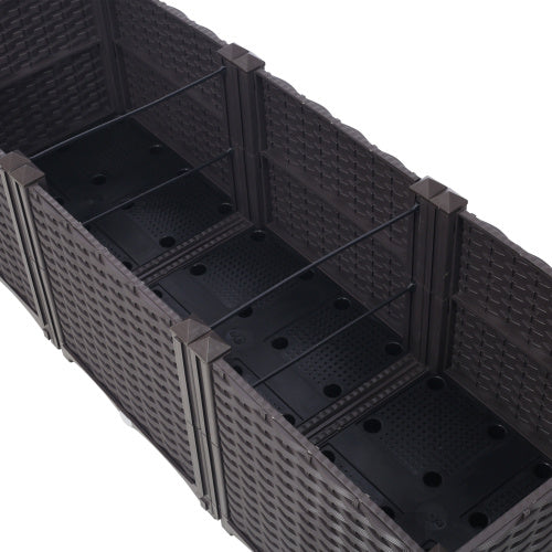 Deep Raised Garden Bed Plastic Planter Boxes For Vegetables Flowers Herbs And Succulents,Self-Watering Planter Box Raised Bed To Grow Flowers, Herbs & Vegetables, 47.2 L X 15.7 D X 14.7 H