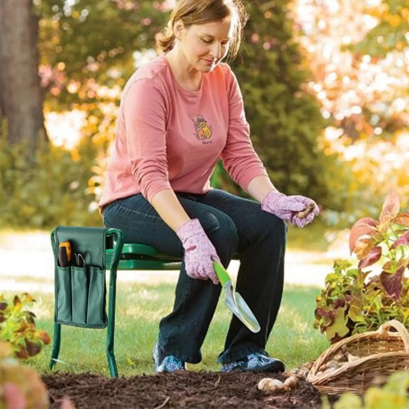 Foldable Garden Kneeler Seat With Kneeling Soft Cushion Pad Tools Pouch Portable Gardener - Outdoor Chilling