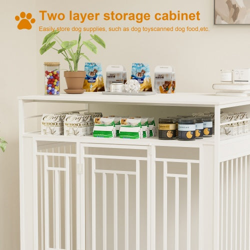 43.3 Inch Large Dog Kennel Furniture, Wooden Kennel With Divider - Outdoor Chilling