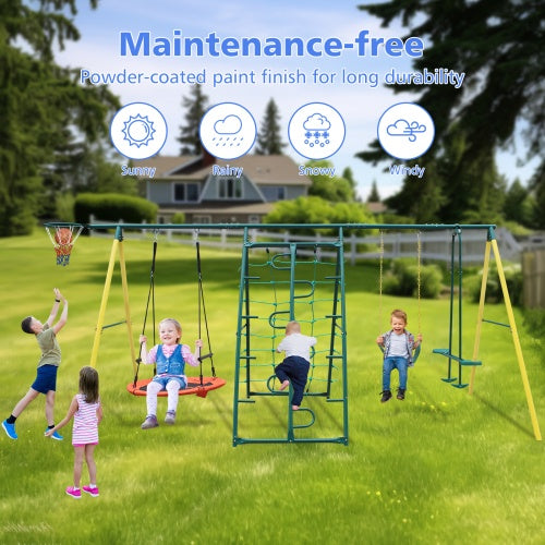 Indoor Outdoor Metal Swing Set With Safety Belt - Outdoor Chilling