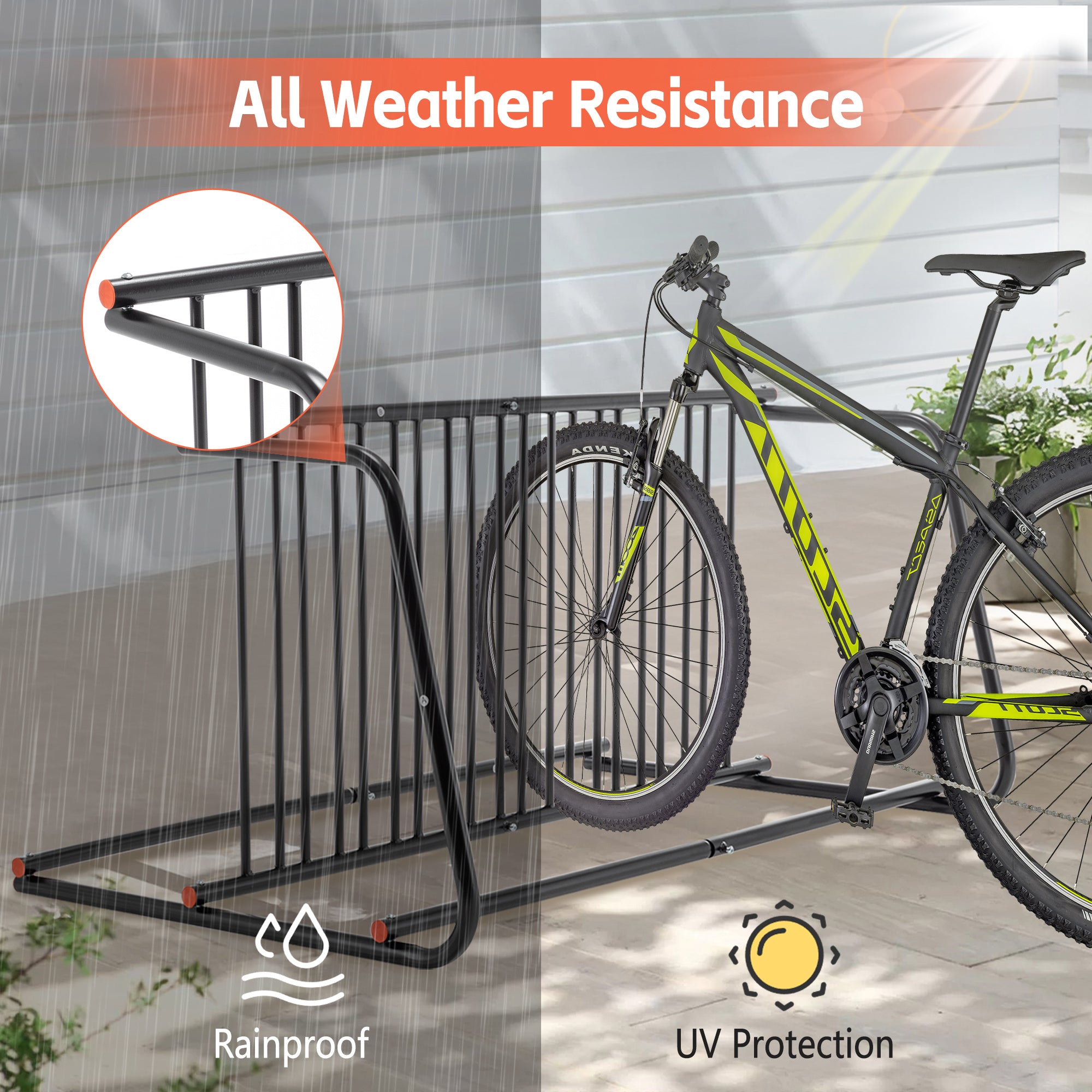 10-Bike Heavy-Duty Outdoor Bike Rack - Double-Sided Steel Storage Stand For Garages, Yards & Shops - Easy Assembly - Outdoor Chilling