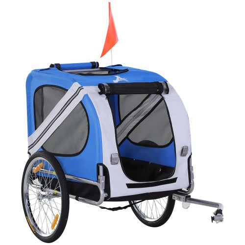 Aosom Dog Bike Trailer Pet Cart Bicycle Wagon Cargo Carrier Attachment For Travel With 3 Entrances Large Wheels For Off-Road & Mesh Screen - Outdoor Chilling
