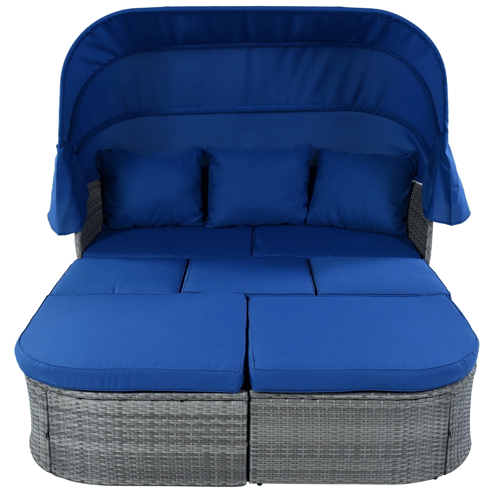 U STYLE Patio Furniture Set Daybed W Retractable Canopy Wicker - Outdoor Chilling