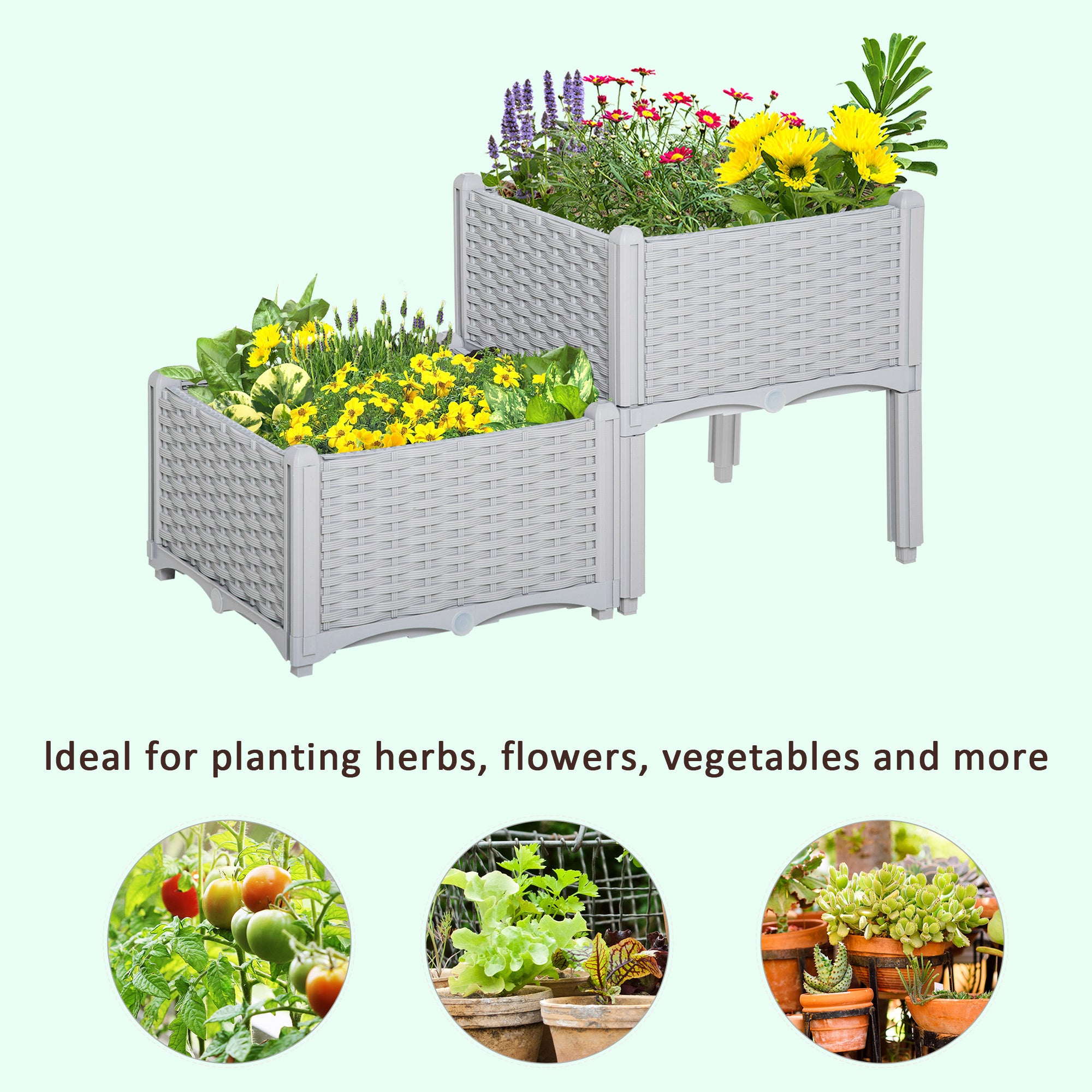 2-Piece Raised Garden Bed With Legs, Self-Watering Planter Box Raised Bed To Grow Flowers - Outdoor Chilling