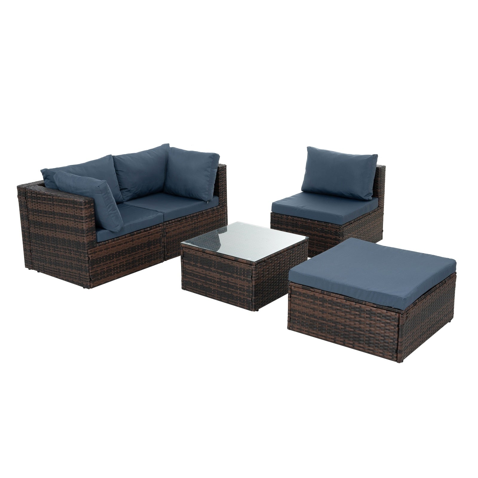 Patio Furniture, Outdoor Furniture, Seasonal PE Wicker Furniture, 5 Set Wicker Furniture With Temper - Outdoor Chilling