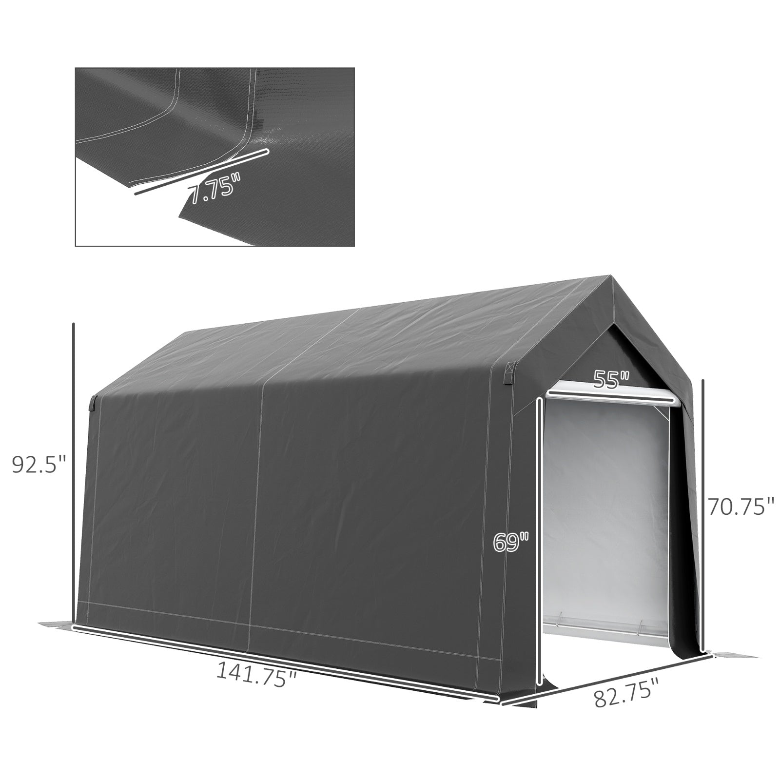 Outsunny 7' X 12' Garden Storage Tent, Heavy Duty Outdoor Shed, Waterproof Portable Shed Storage She - Outdoor Chilling