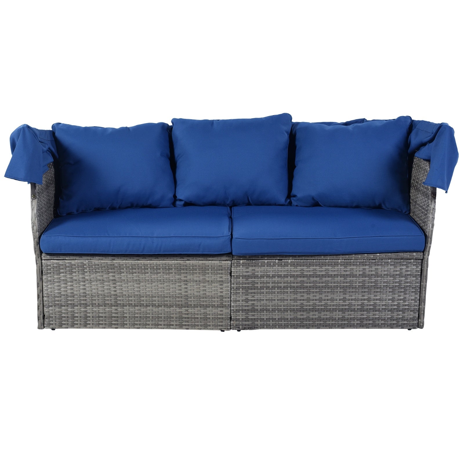 U STYLE Patio Furniture Set Daybed W Retractable Canopy Wicker - Outdoor Chilling