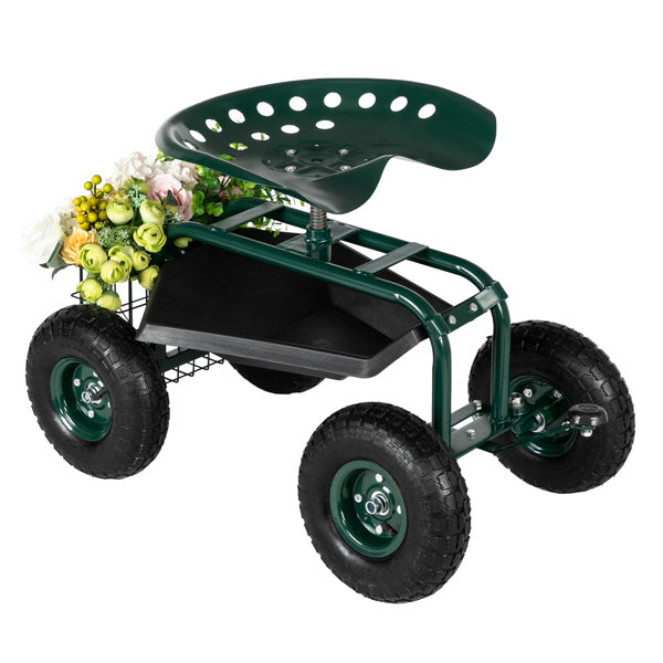 Deep Green Short Handle Garden Seat Car - Outdoor Chilling