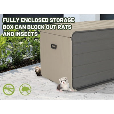 260 Gallon Plastic Deck Box, Large Patio Storage Box With Lock, Wheels Waterproof Lid For Outdoor Cushions, Garden And Pool Supplies Gray - Outdoor Chilling