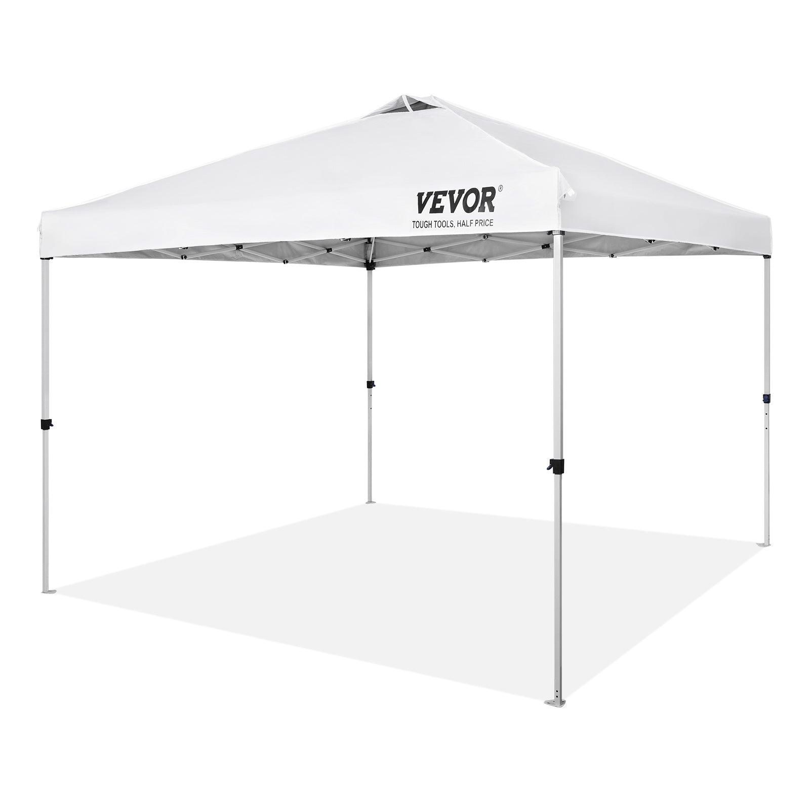 VEVOR Pop Up Canopy Tent, 10 X 10 Ft, 250 D PU Silver Coated Tarp, With Portable Roller Bag And 4 Sandbags, Waterproof And Sun Shelter Gazebo For Outdoor Party, Camping, Commercial Events, White - Outdoor Chilling