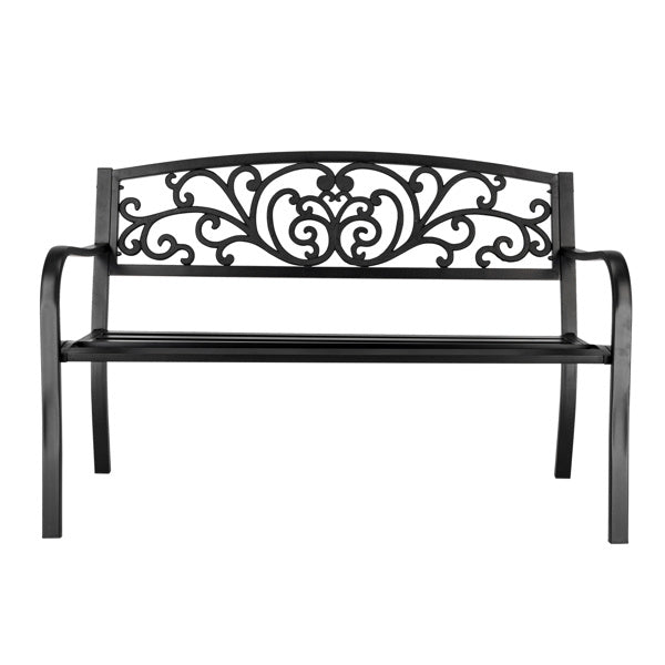 50 Inch PVC Butterfly Backrest Black Iron Bench - Outdoor Chilling
