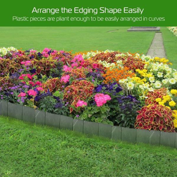 Garden Edge, Imitation Stone Effect Garden Lawn Edge, Non Digging Flexible Lawn Edge, And Flower Bed Edge Gray -20 - Outdoor Chilling