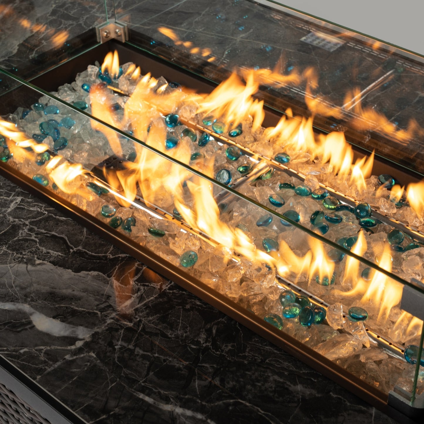 44 Outdoor Propane Fire Pit Table, Ceramic Tabletop Gas Fire Table - Outdoor Chilling