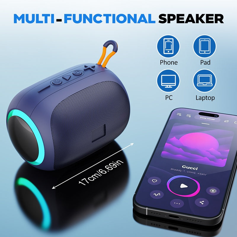 JYX L5 Portable Speaker & IPX7 Waterproof Bluetooth Speaker With LED Light & 8H Playtime Outdoor Speakers With Loud Stereo Sound - Outdoor Chilling
