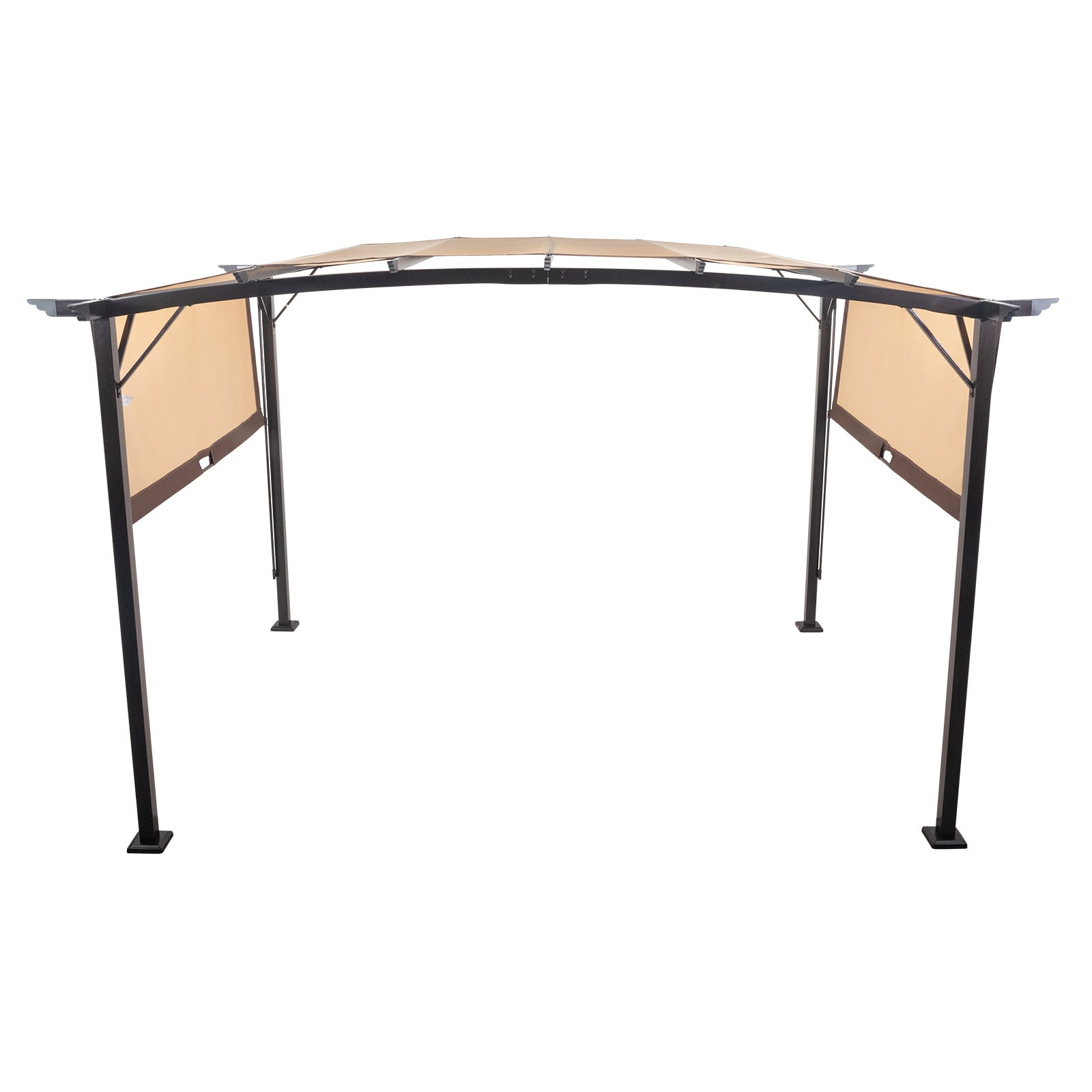 350x280x230.5cm Dark Brown Column, Brown Adjustable Shade Cloth, Curved Top, Folding Shed, Aluminum - Outdoor Chilling