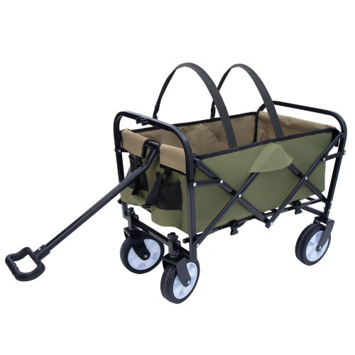 Minimeetall Strap Collapsible Foldable Wagon Cart With Strapping System, Beach Wagon, Utility Cart, Utility Wagon Grocery Cart For Camping Shopping Sports Gardening Fishing Supports 225lbs - Outdoor Chilling