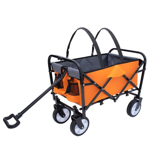 Minimeetall Strap Collapsible Foldable Wagon Cart With Strapping System, Beach Wagon, Utility Cart, Utility Wagon Grocery Cart For Camping Shopping Sports Gardening Fishing Supports 225lbs - Outdoor Chilling
