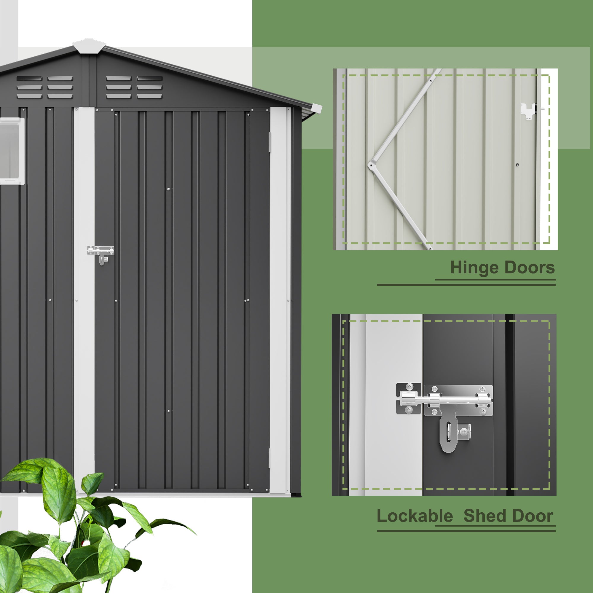 6FT X 4FT Outdoor Garden Shed - Durable, Weather-Resistant Storage With Lockable Hinged Doors And Sloping Roof - Outdoor Chilling
