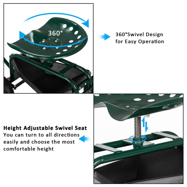 Deep Green Short Handle Garden Seat Car - Outdoor Chilling