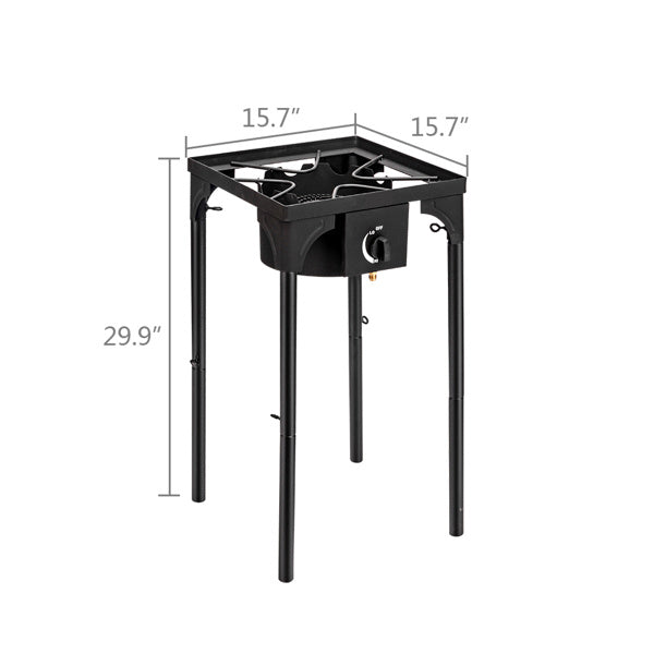 Outdoor Camp Stove High Pressure Propane Gas Cooker Portable Cast Iron Patio Cooking Burner Single Burner 75000-BTU - Outdoor Chilling