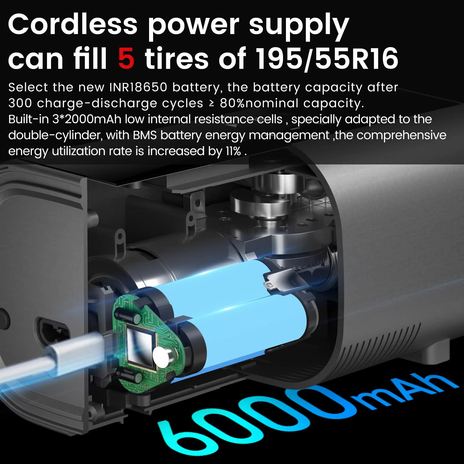 A22 Double Cylinder12V Cordless Portable Tyre Air Compressor Inflatable Digital Automatic Electric Car Tire Inflators - Outdoor Chilling