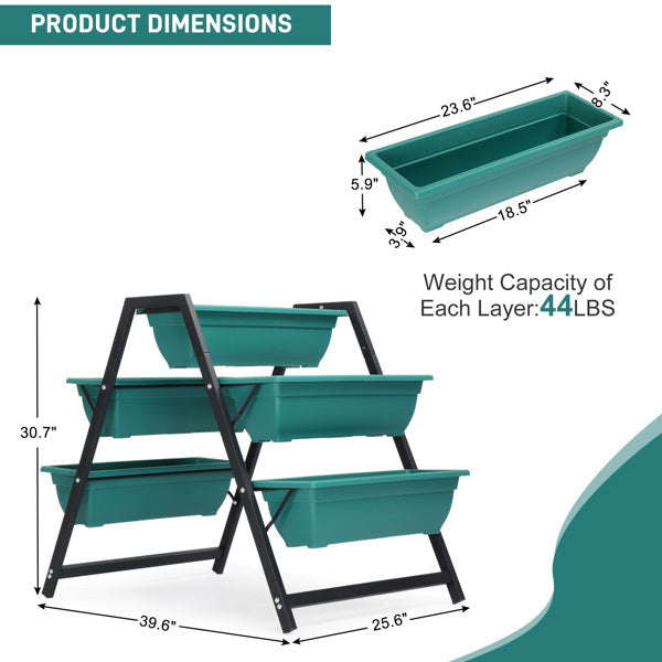 65x91x79cm, 5 Floors Trapezoidal Green PE Flower Pot Planting Pots - Outdoor Chilling