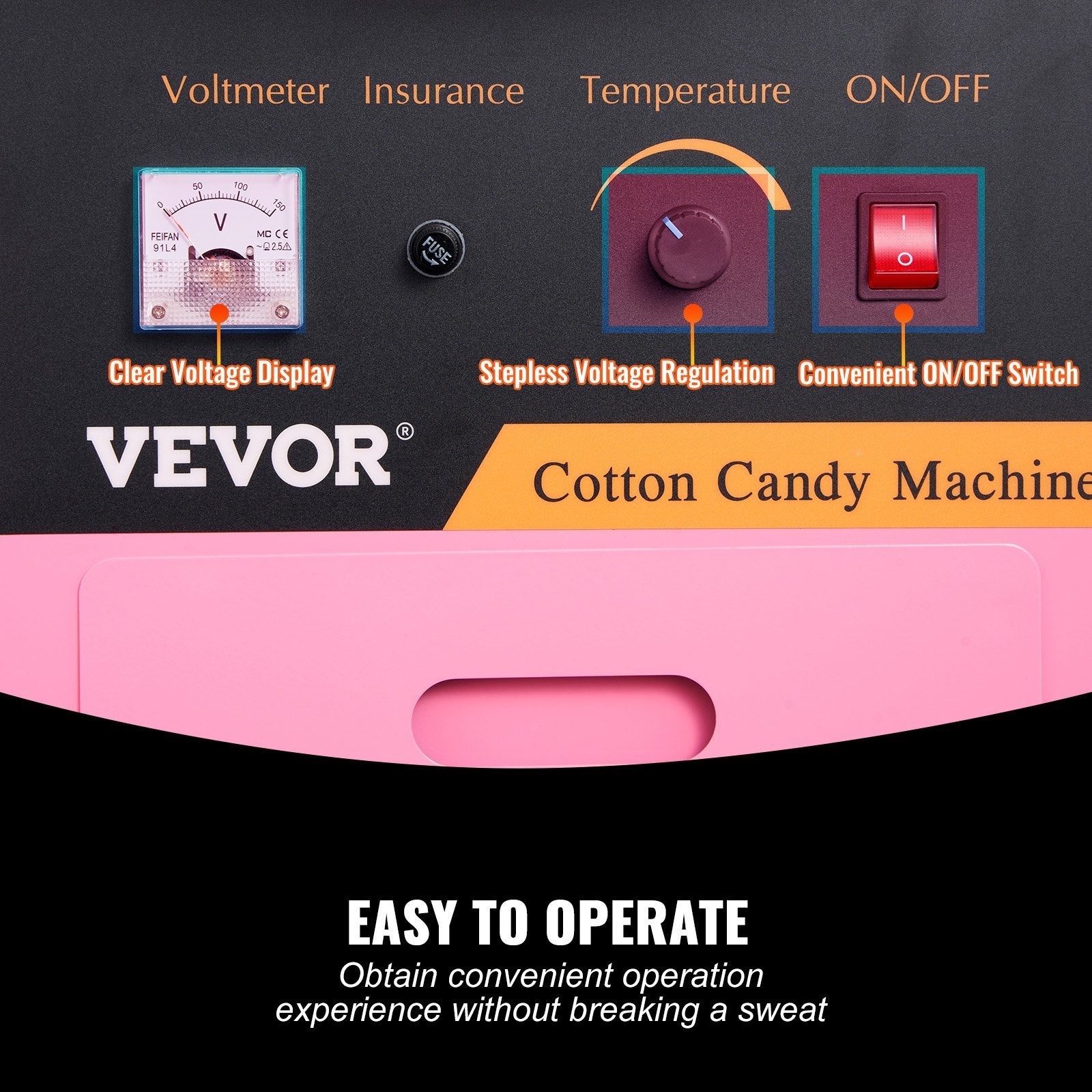 VEVOR Electric Cotton Candy Machine With Cart, 1000W Commercial Floss Maker With Stainless Steel Bowl, Sugar Scoop And Drawer, Perfect For Home, Kids Birthday, Family Party, Pink - Outdoor Chilling