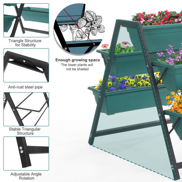 65x91x79cm, 5 Floors Trapezoidal Green PE Flower Pot Planting Pots - Outdoor Chilling
