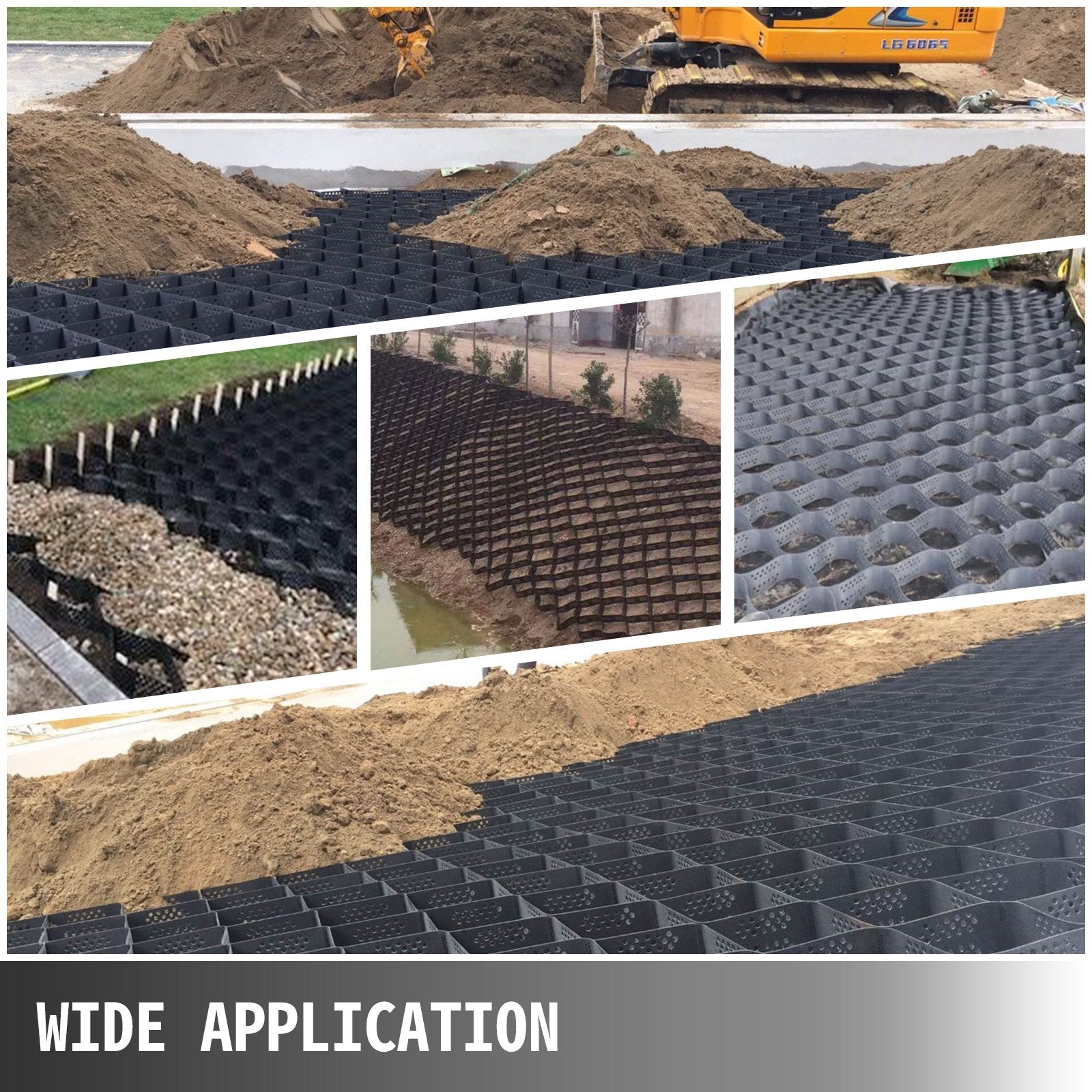 VEVOR Geo Grid Ground Grid 9x17 Ft, Geo Cell Grid 2 Inch Thick, Gravel Grid HDPE Material, Ground Stabilization Grid 1885 LBS Per Sq, Tensile Strength Gravel Ground Grid For Slope Driveways, Garden - Outdoor Chilling